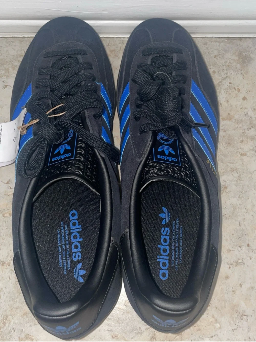 Adidas Men’s Gazelle Indoor Style JQ2692 Sz 12 Core Black Blue/Gum Sneakers